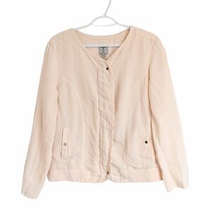Tristan cotton linen bomber jacket size Large peach color Jacket @F